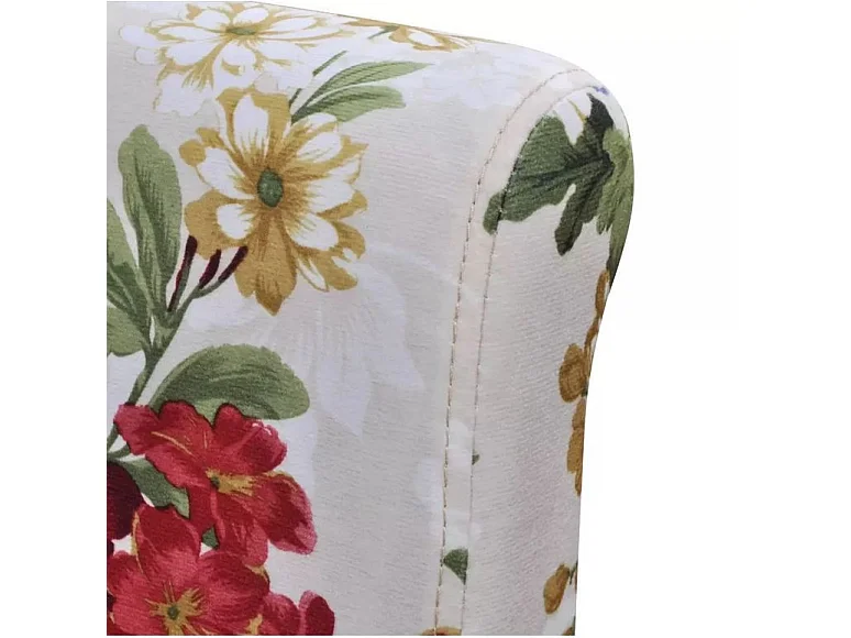 Chaise tissu motif floral et pieds bois noir Blumen - Lot de 2