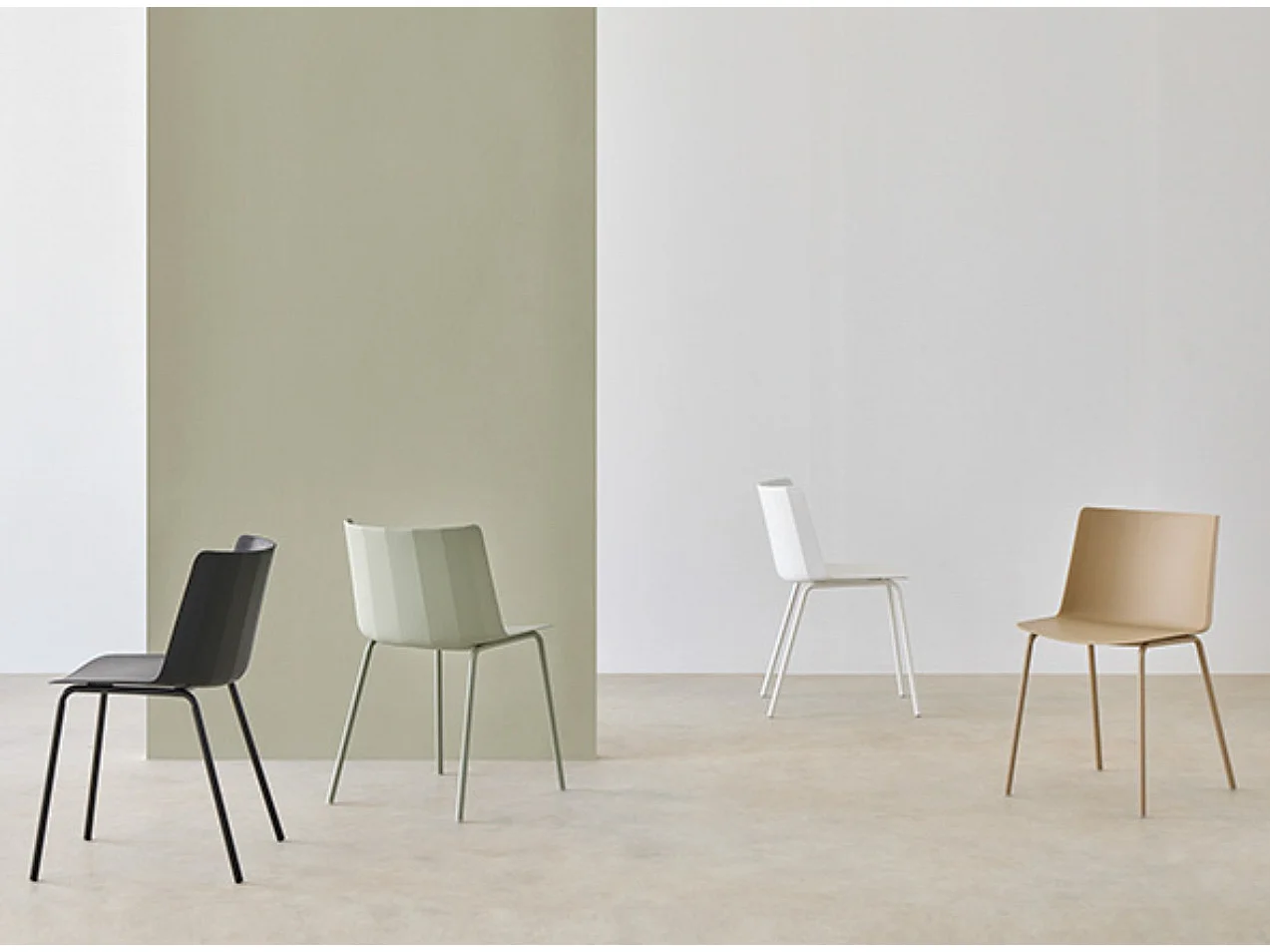 Chaise moderne en polypropylène et métal Kova-Couleur Beige