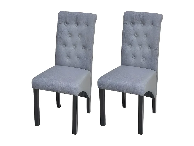 Chaise capitonnée lin gris clair et pieds bois massif Cériam - Lot de 2
