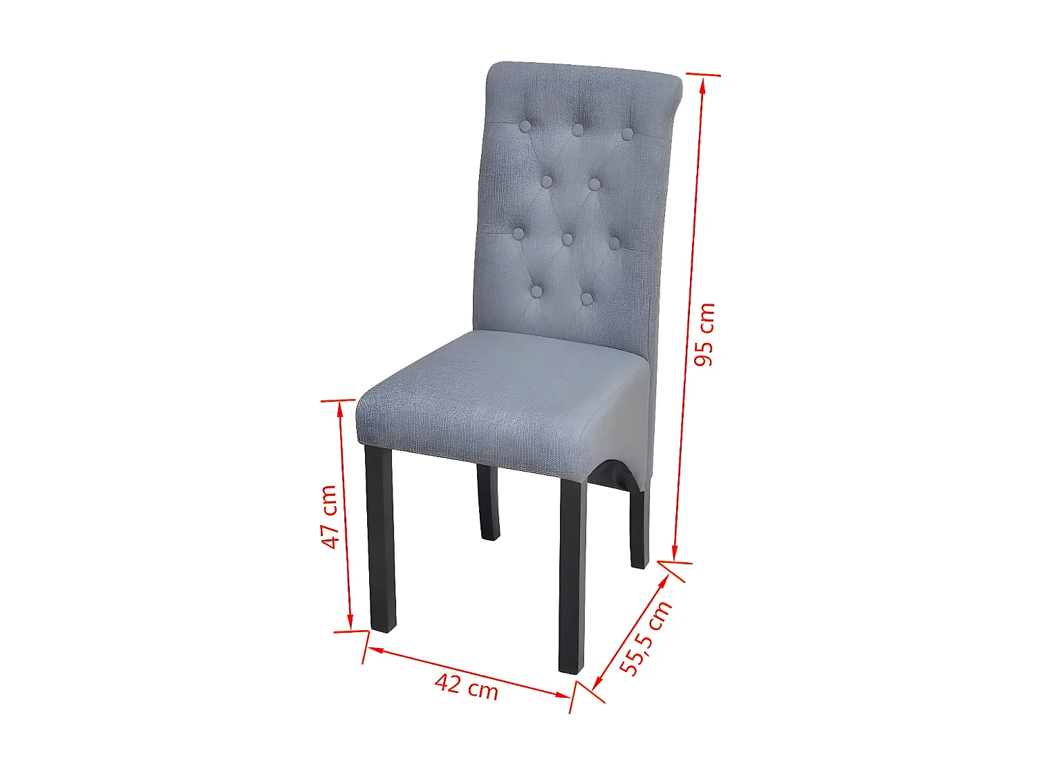 Chaise capitonnée lin gris clair et pieds bois massif Cériam - Lot de 2