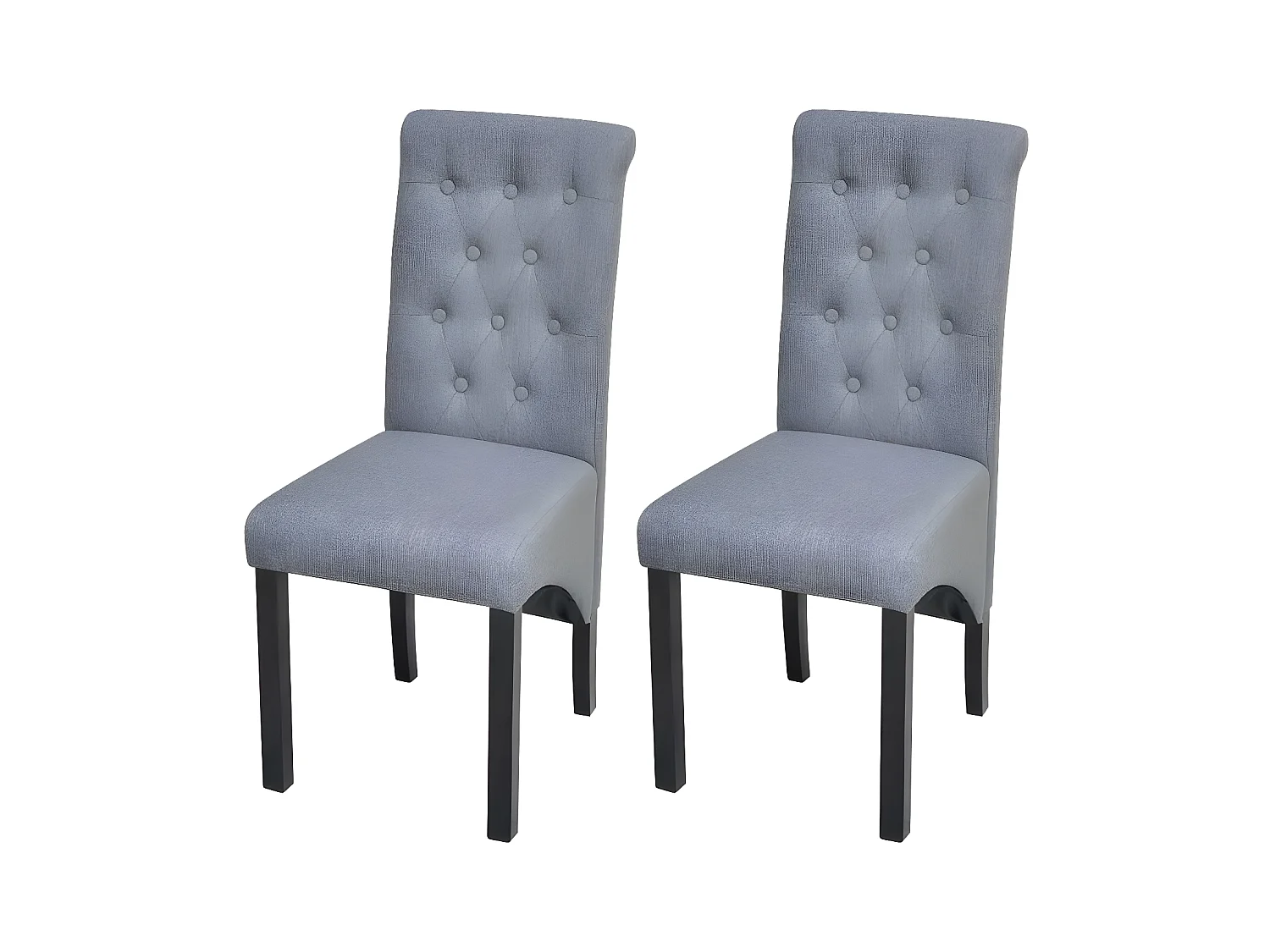 Chaise capitonnée lin gris clair et pieds bois massif Cériam - Lot de 2
