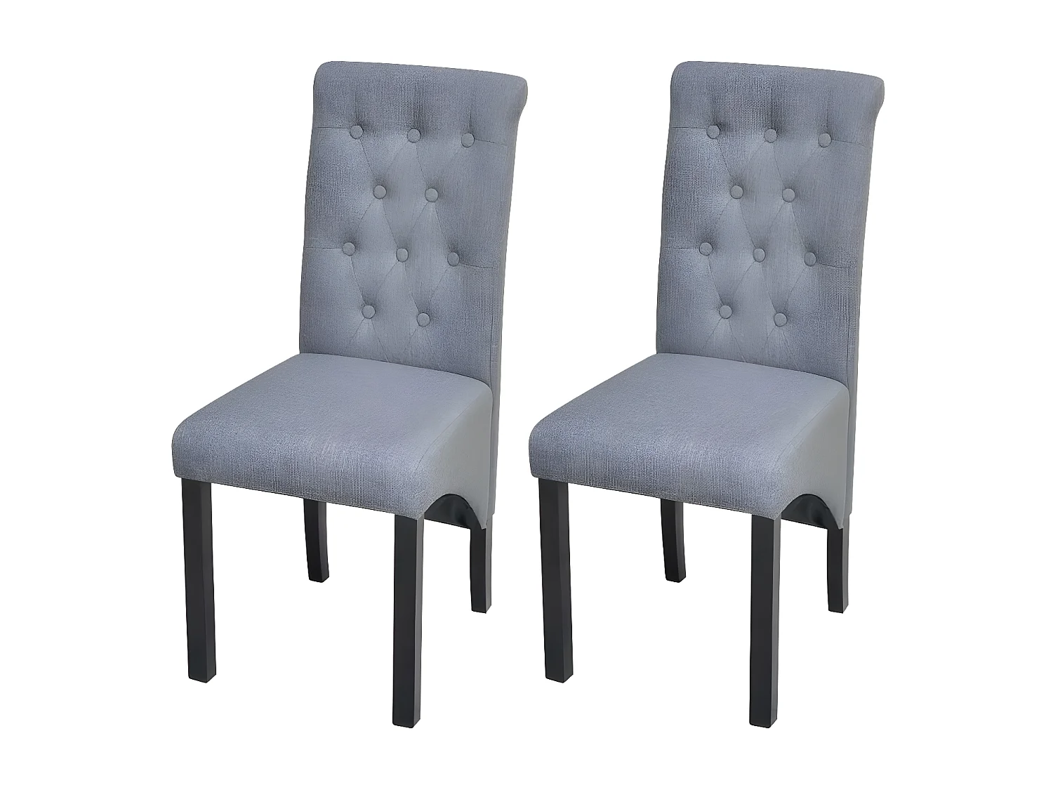 Chaise capitonnée lin gris clair et pieds bois massif Cériam - Lot de 2