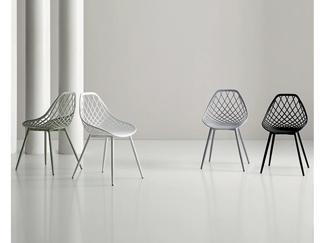 Chaises originale polypropylène Kozie-Couleur Vert amande