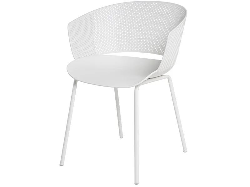 Chaise moderne avec accoudoirs en polypropylène et métal Nova-Couleur Blanc