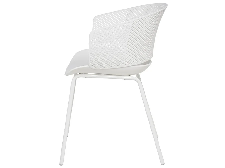 Chaise moderne avec accoudoirs en polypropylène et métal Nova-Couleur Blanc
