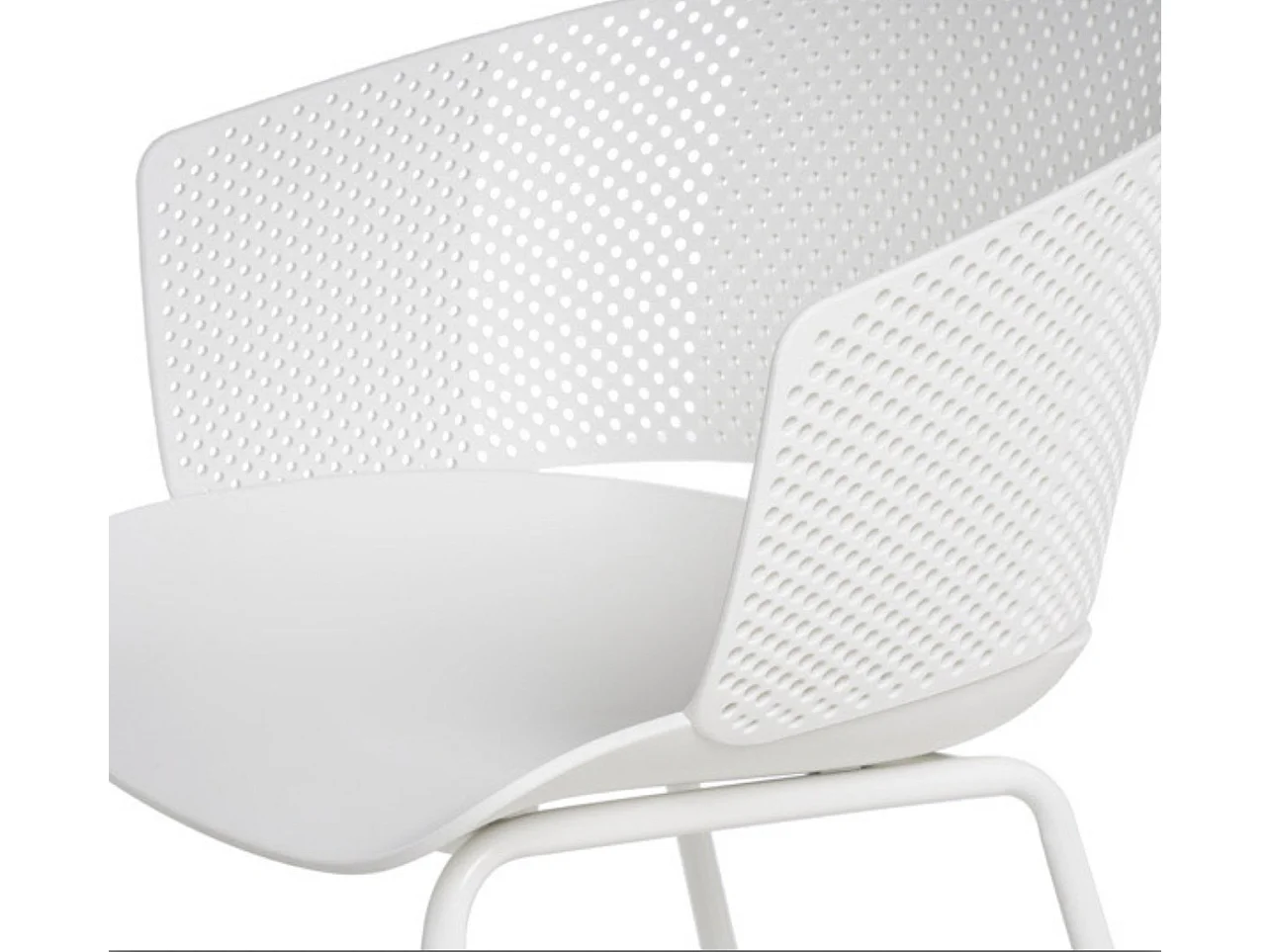 Chaise moderne avec accoudoirs en polypropylène et métal Nova-Couleur Blanc