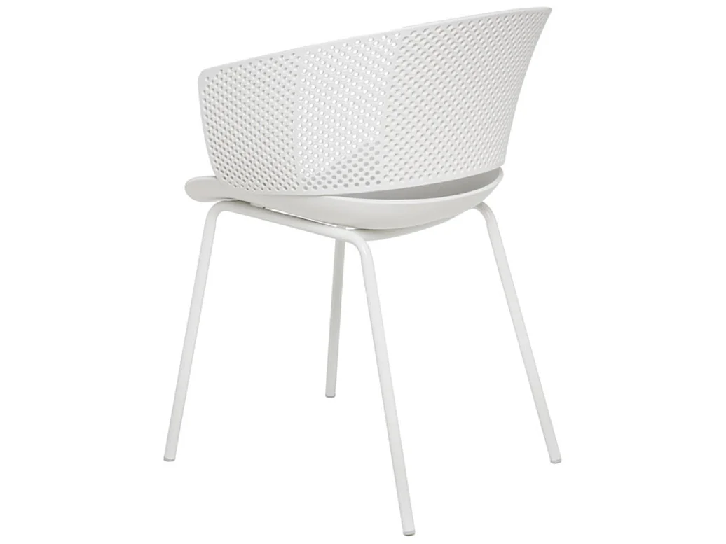 Chaise moderne avec accoudoirs en polypropylène et métal Nova-Couleur Blanc