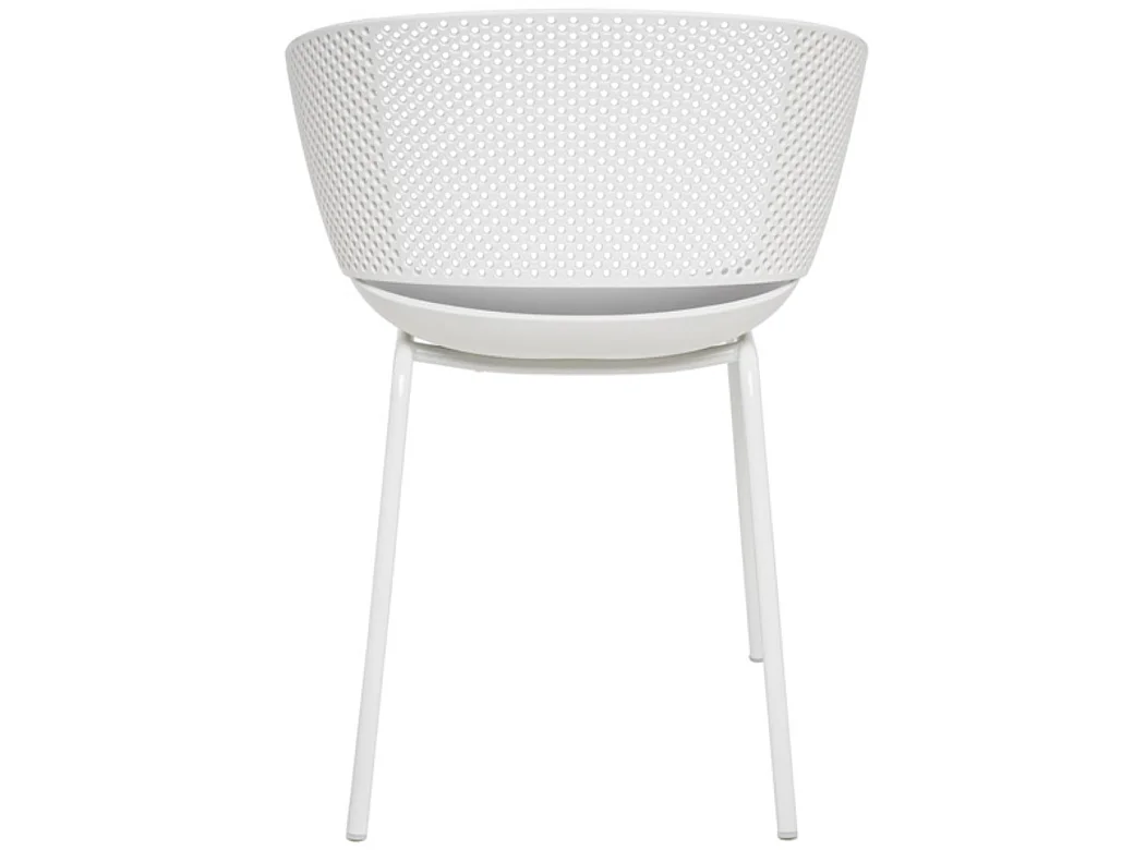 Chaise moderne avec accoudoirs en polypropylène et métal Nova-Couleur Blanc