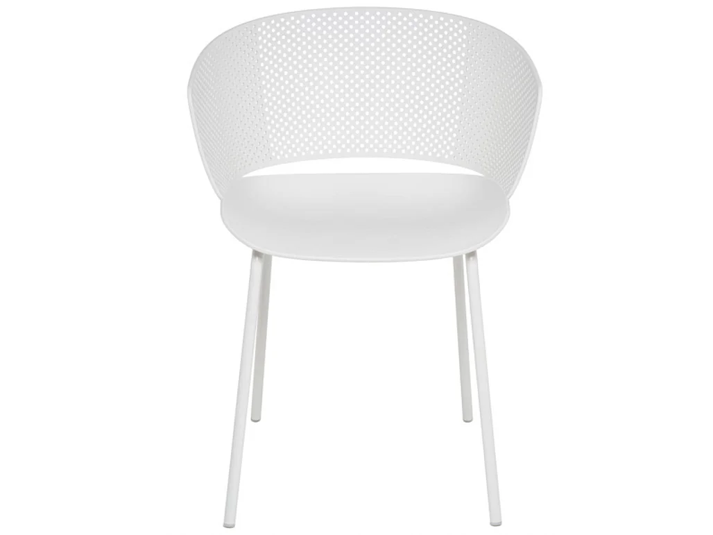 Chaise moderne avec accoudoirs en polypropylène et métal Nova-Couleur Blanc