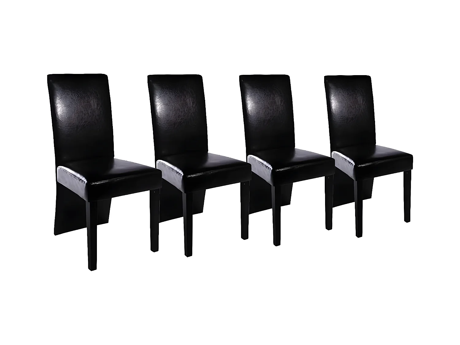 Chaise simili cuir noir et pieds bois noir Conor - Lot de 4