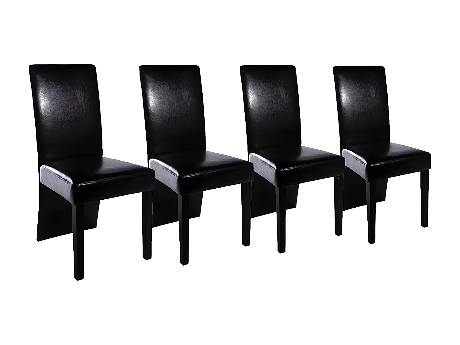 Chaise simili cuir noir et pieds bois noir Conor - Lot de 4