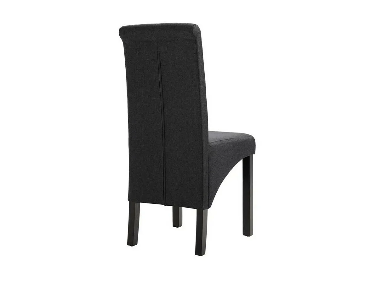 Chaise capitonnée tissu gris foncé et bois noir Neta - Lot de 2