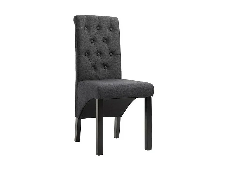 Chaise capitonnée tissu gris foncé et bois noir Neta - Lot de 2