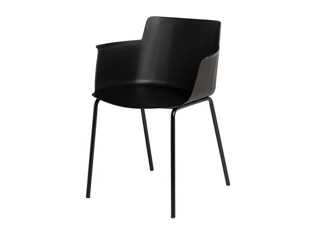 Chaise moderne avec accoudoirs en polypropylène et métal Kova-Couleur Noir