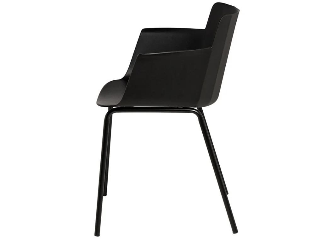 Chaise moderne avec accoudoirs en polypropylène et métal Kova-Couleur Noir