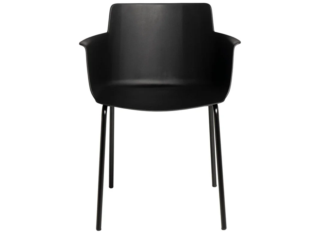 Chaise moderne avec accoudoirs en polypropylène et métal Kova-Couleur Noir
