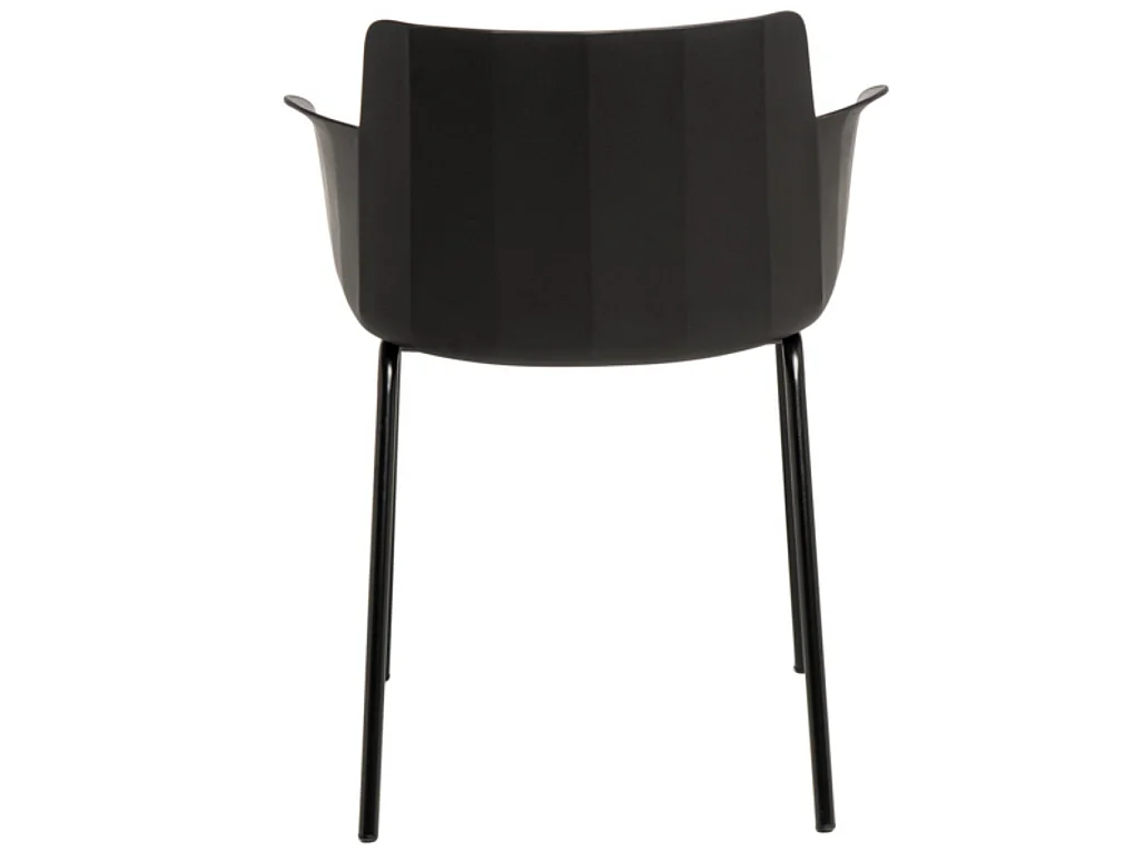 Chaise moderne avec accoudoirs en polypropylène et métal Kova-Couleur Noir