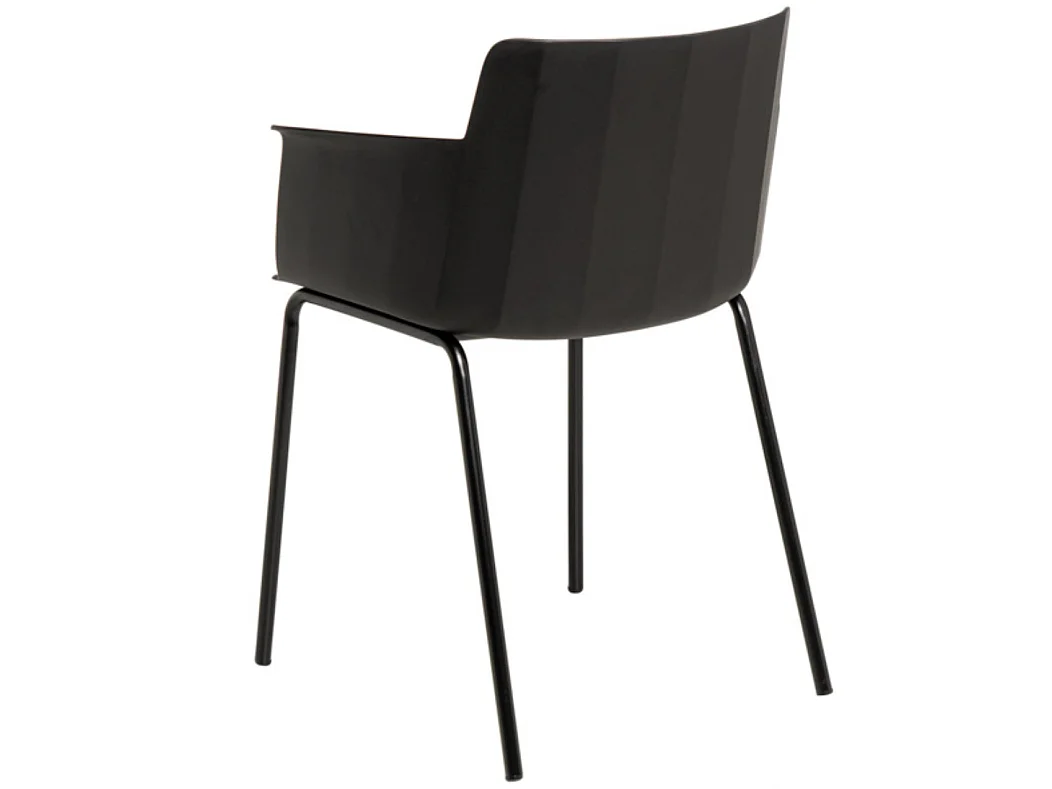 Chaise moderne avec accoudoirs en polypropylène et métal Kova-Couleur Noir