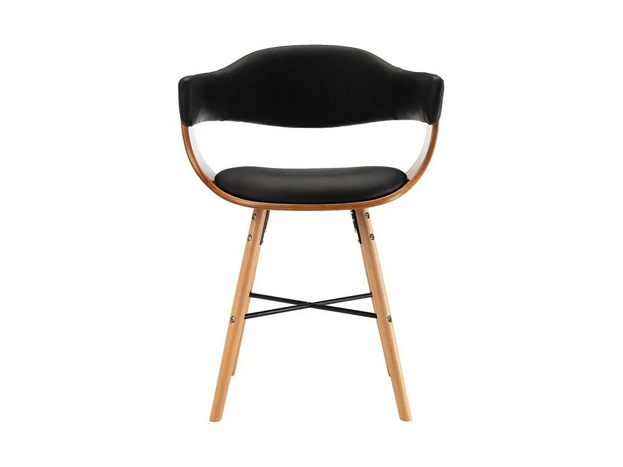 Chaise en bois de noyer et similicuir noir Akota - Lot de 2