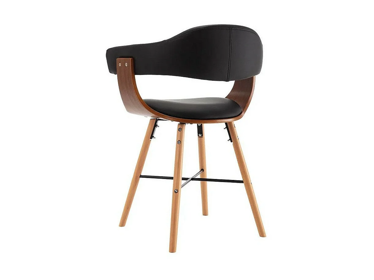 Chaise en bois de noyer et similicuir noir Akota - Lot de 2