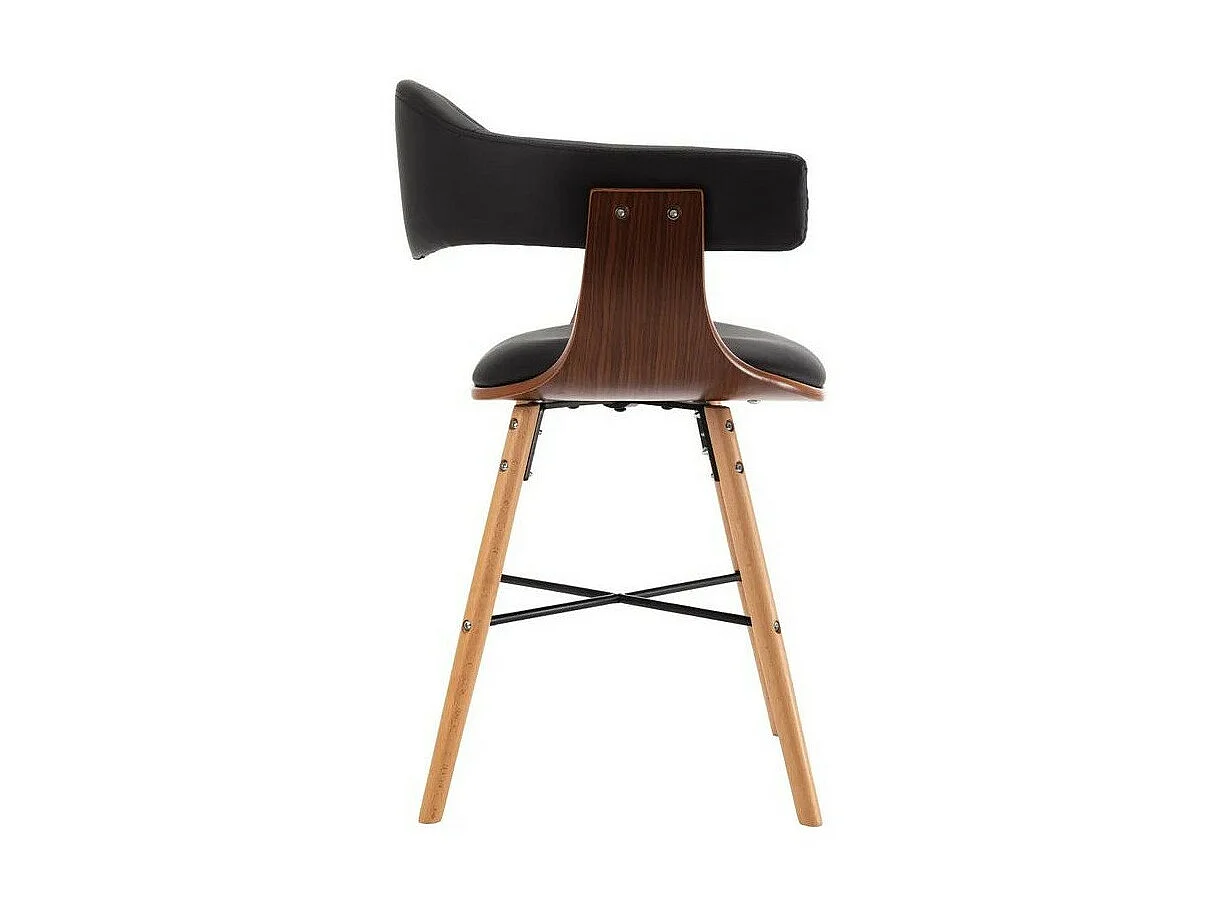 Chaise en bois de noyer et similicuir noir Akota - Lot de 2