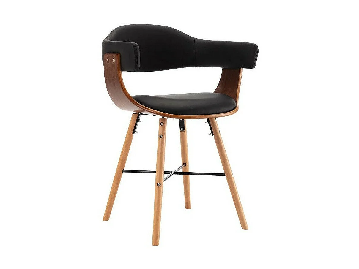 Chaise en bois de noyer et similicuir noir Akota - Lot de 2