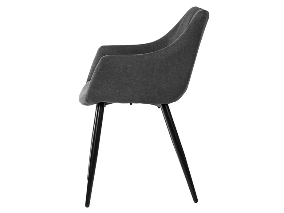 Chaise avec accoudoir tissu matelassé et acier noir Kony-Couleur Gris foncé