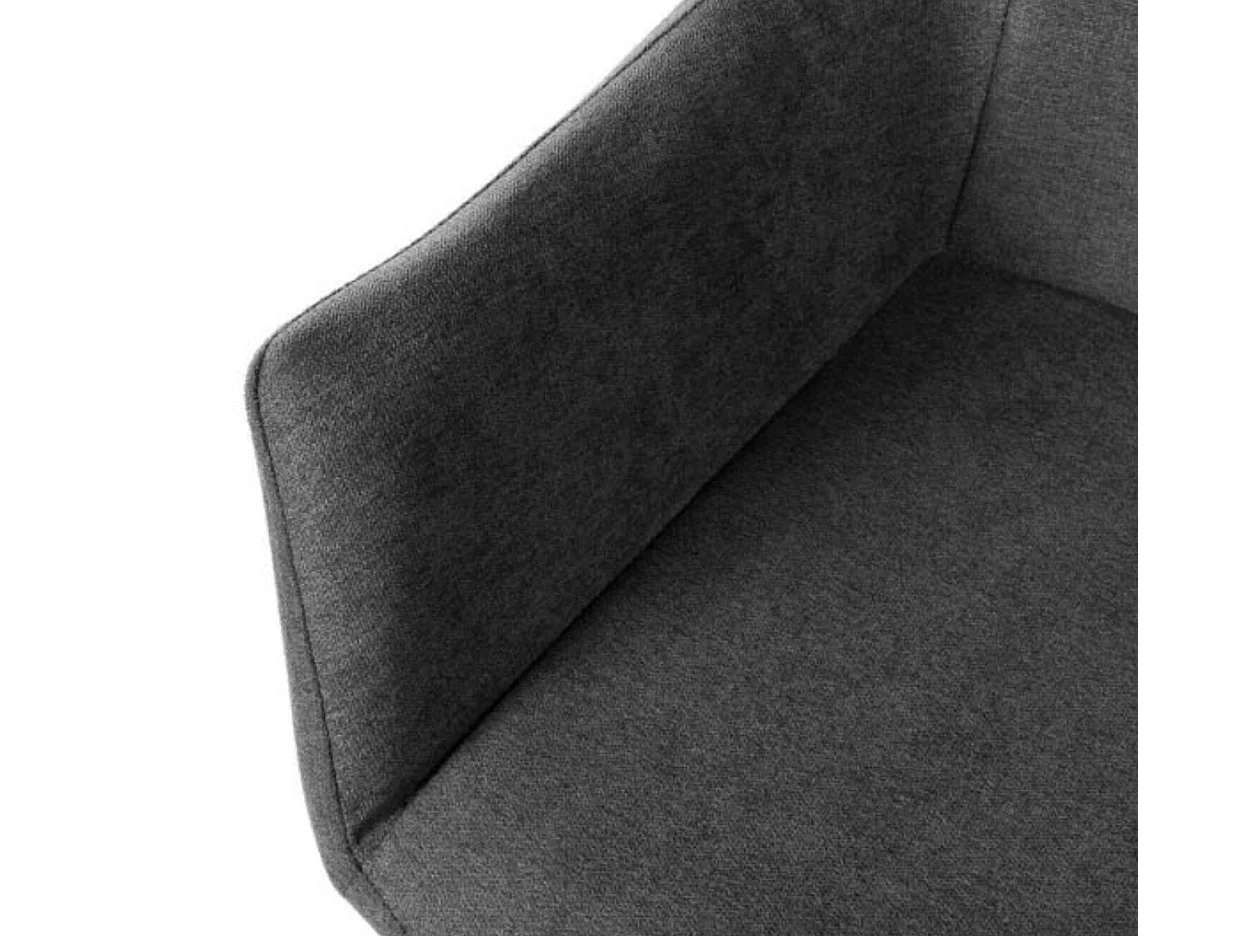 Chaise avec accoudoir tissu matelassé et acier noir Kony-Couleur Gris foncé