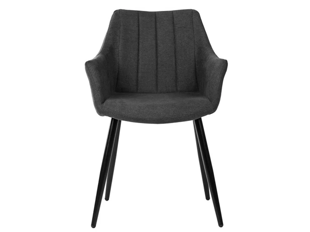 Chaise avec accoudoir tissu matelassé et acier noir Kony-Couleur Gris foncé