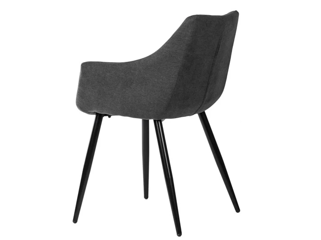 Chaise avec accoudoir tissu matelassé et acier noir Kony-Couleur Gris foncé