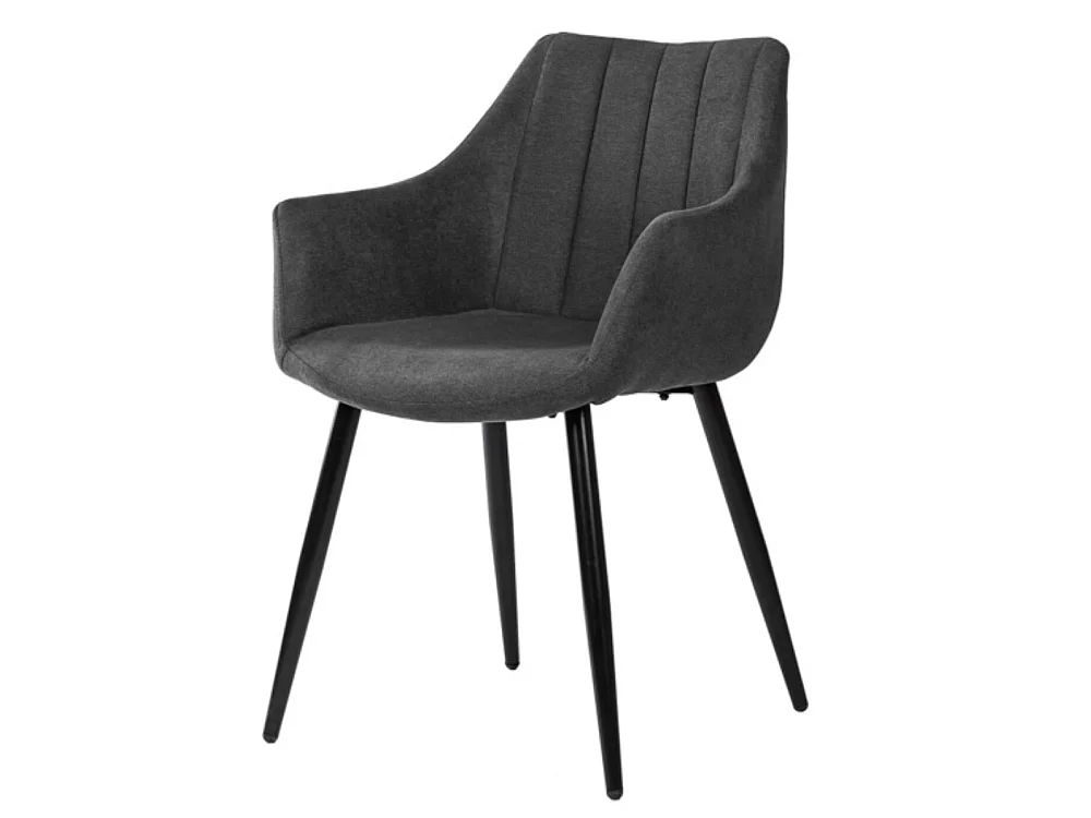 Chaise avec accoudoir tissu matelassé et acier noir Kony-Couleur Gris foncé