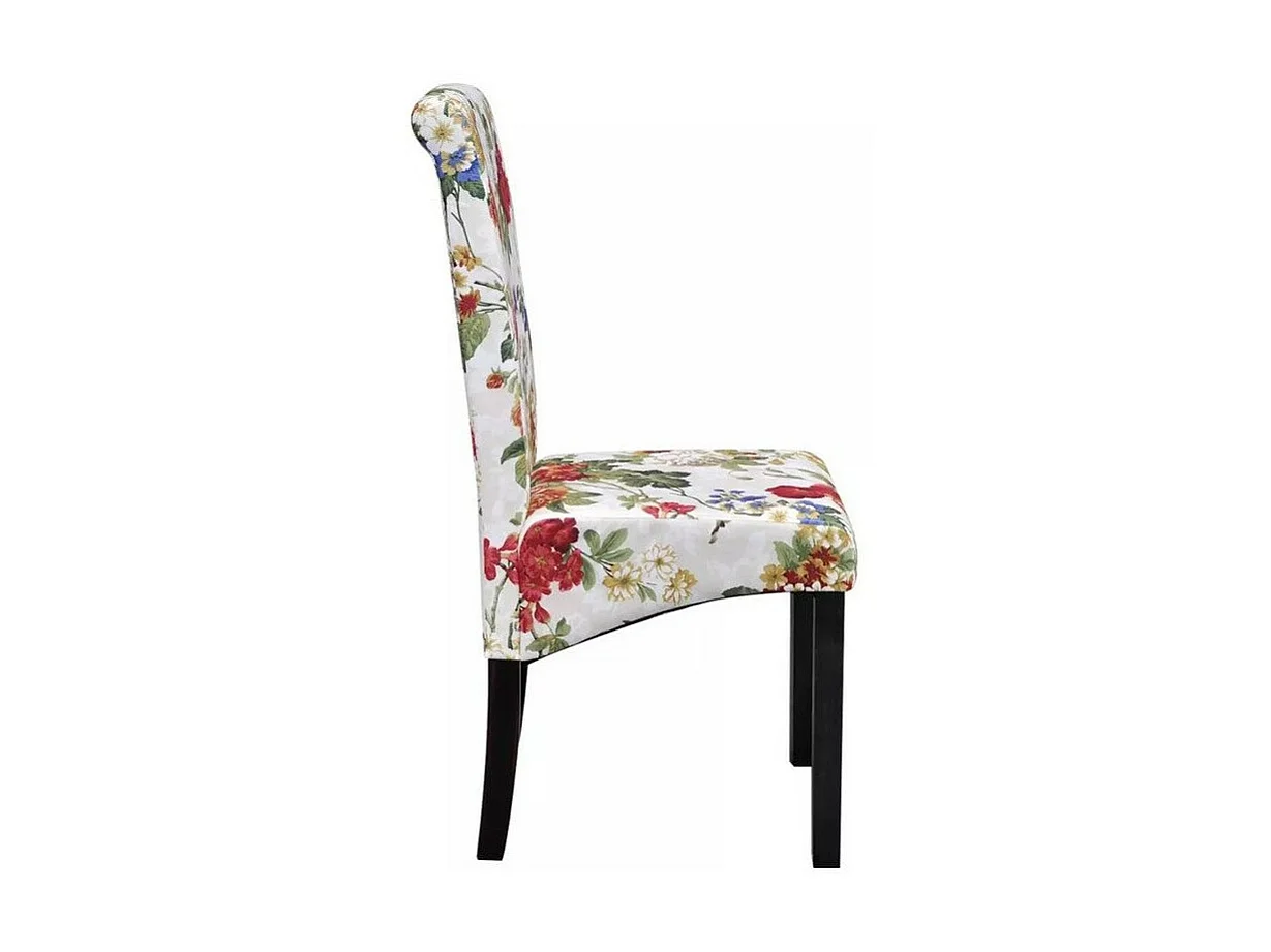 Chaise tissu motif floral et pieds bois noir Blumen - Lot de 4