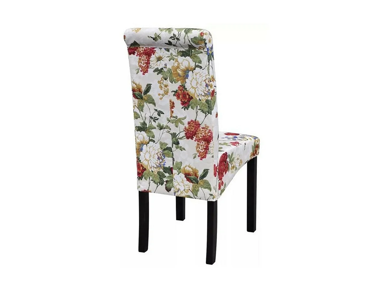Chaise tissu motif floral et pieds bois noir Blumen - Lot de 4