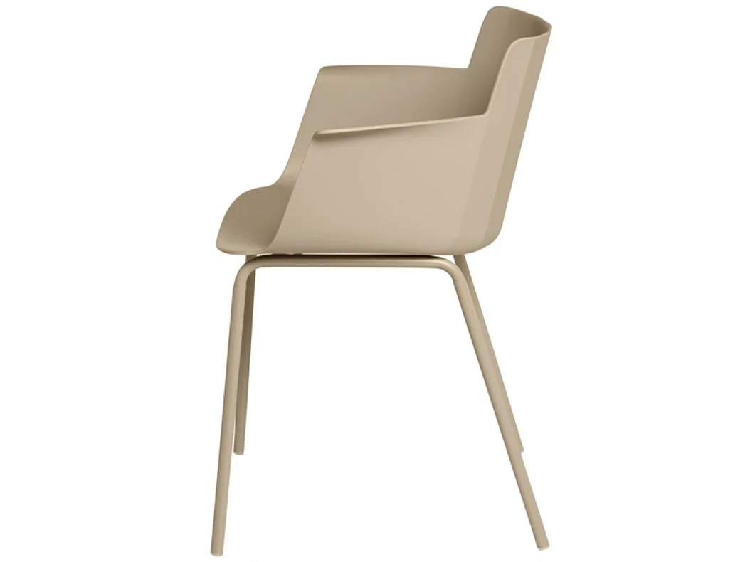 Chaise moderne avec accoudoirs en polypropylène et métal Kova-Couleur Beige