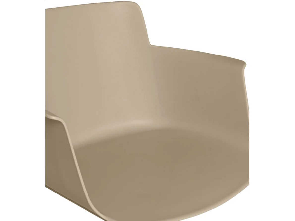 Chaise moderne avec accoudoirs en polypropylène et métal Kova-Couleur Beige