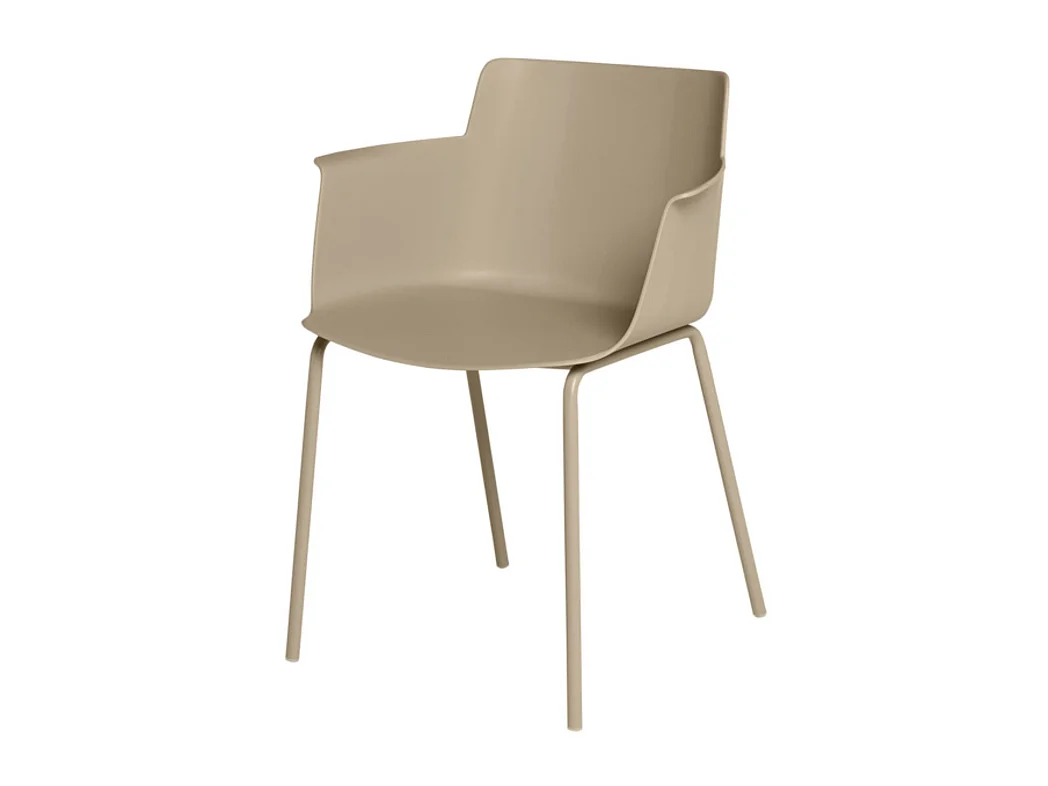 Moderne stoel met armleuningen in polypropyleen en metaal Kova-Kleur Beige