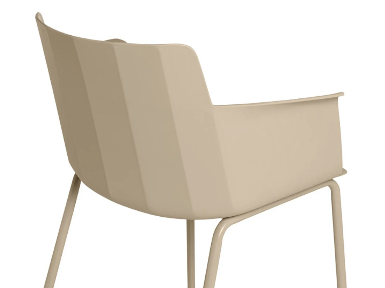 Chaise moderne avec accoudoirs en polypropylène et métal Kova-Couleur Beige