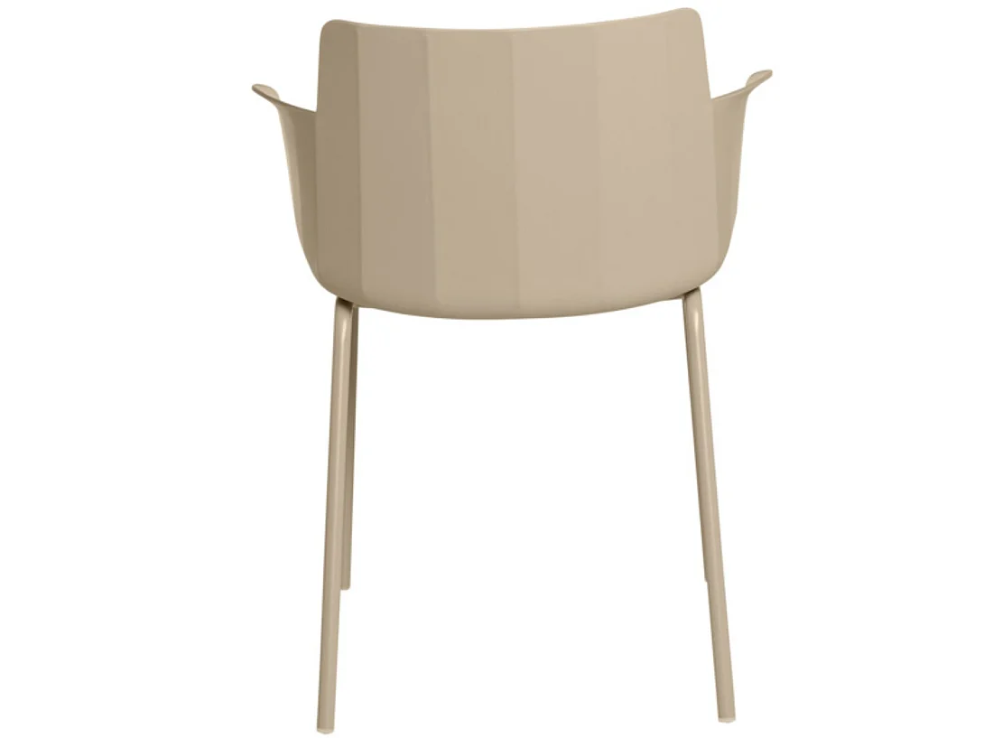 Chaise moderne avec accoudoirs en polypropylène et métal Kova-Couleur Beige