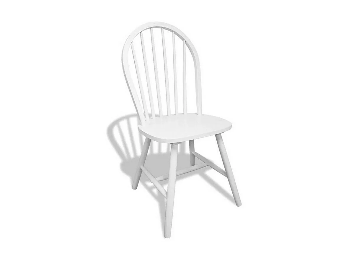 Chaise de salle à manger bois massif blanc Bloum - Lot de 4