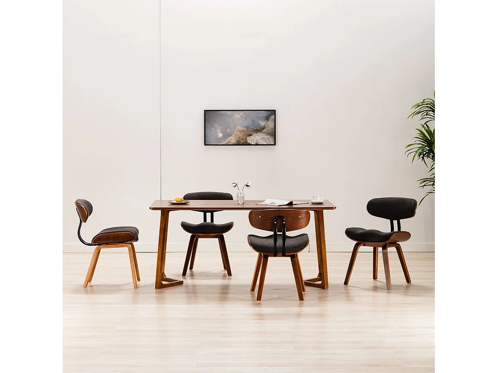 Chaise en bois marron et tissu gris Pride - Lot de 4