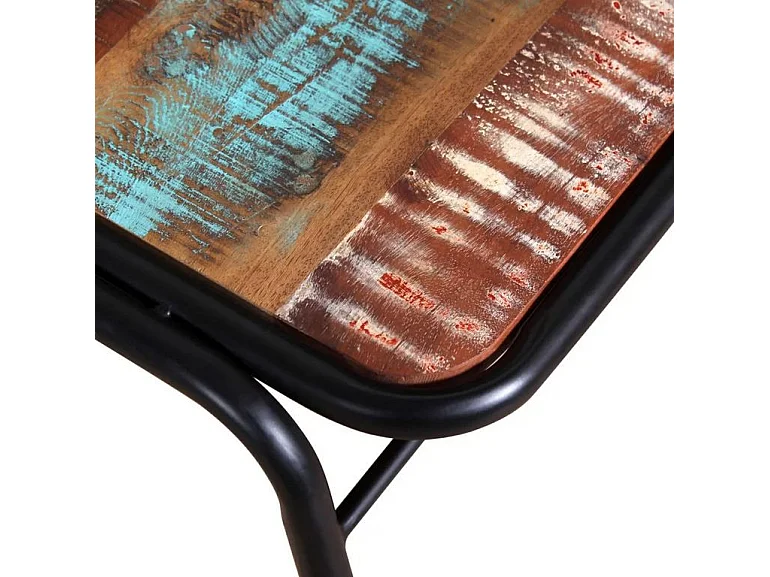 Chaise bois recyclé massif et métal noir Vosa - Lot de 4