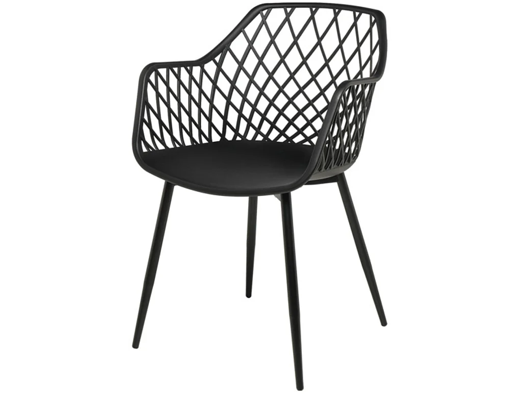 Karlo polypropyleen stoel met armleuningen-Kleur Zwart