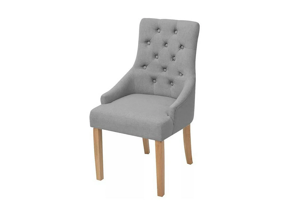 Chaise tissu gris clair et pieds chêne massif Natto - Lot de 4