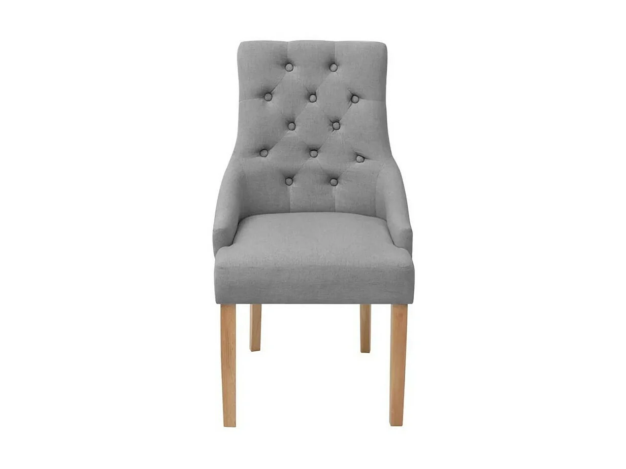 Chaise tissu gris clair et pieds chêne massif Natto - Lot de 4