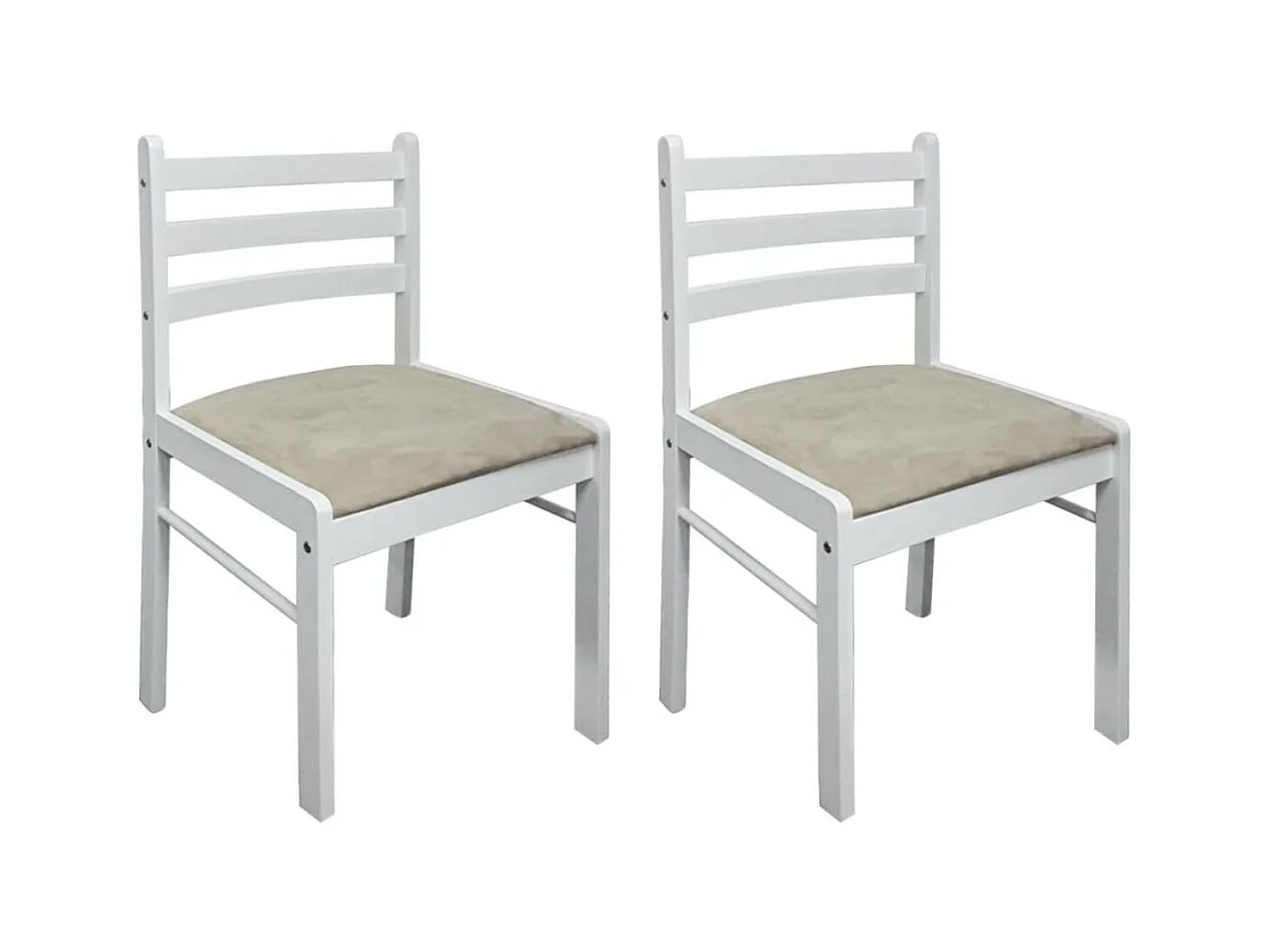 Chaise hévéa massif blanc et assise tissu Yano - Lot de 2