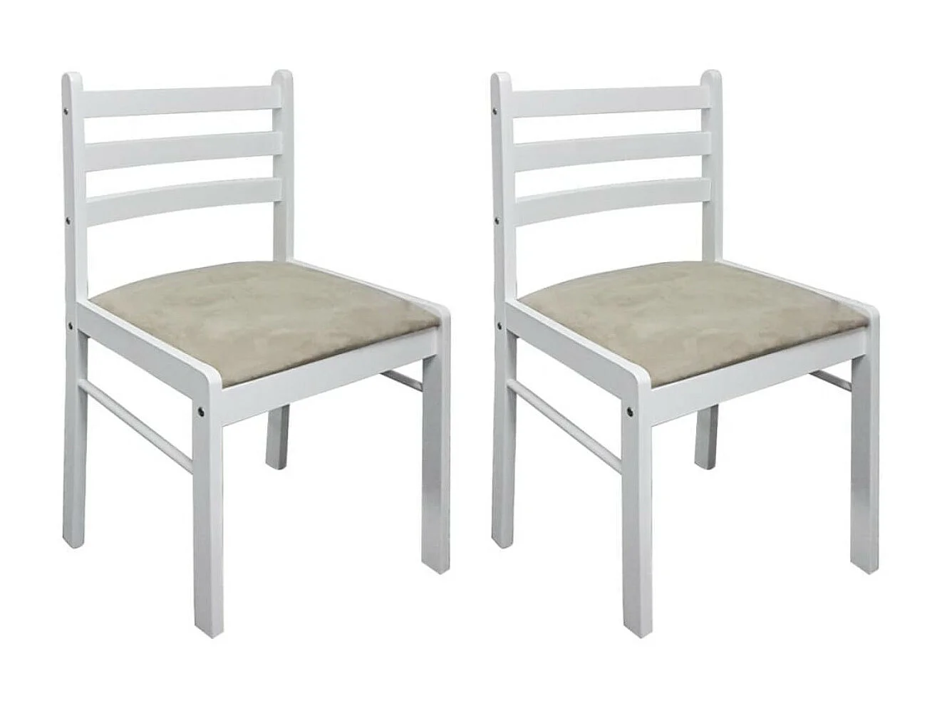 Chaise hévéa massif blanc et assise tissu Yano - Lot de 2