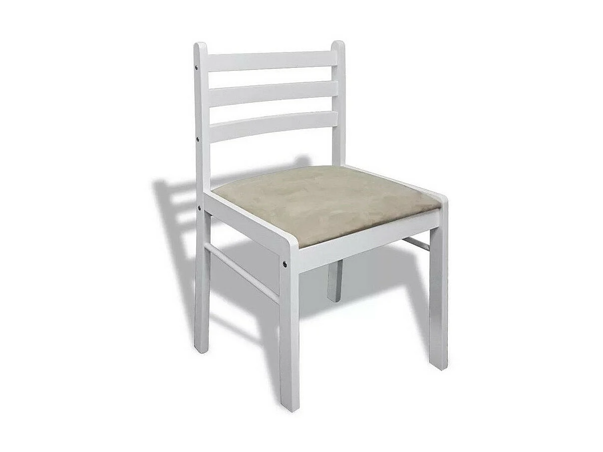Chaise hévéa massif blanc et assise tissu Yano - Lot de 2
