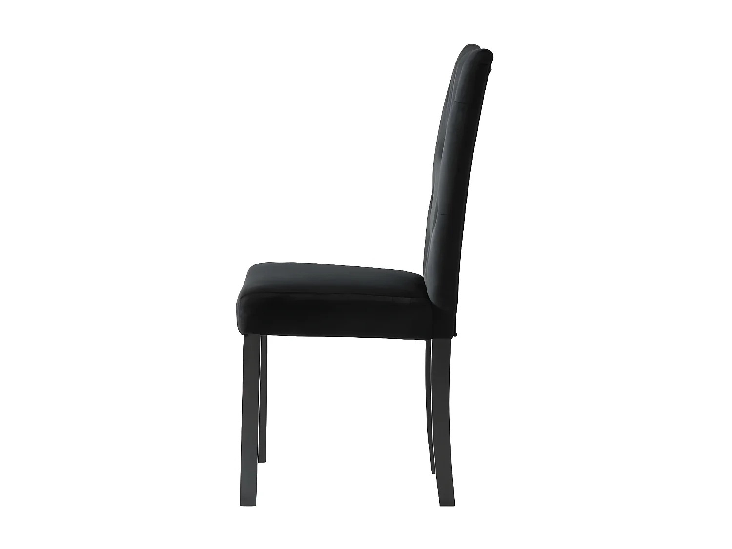 Chaise capitonnée velours noir et pieds bois noir Karmen - lot de 2