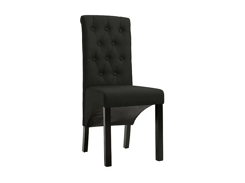Chaise capitonnée tissu noir et pieds bois noir Neta - Lot de 2