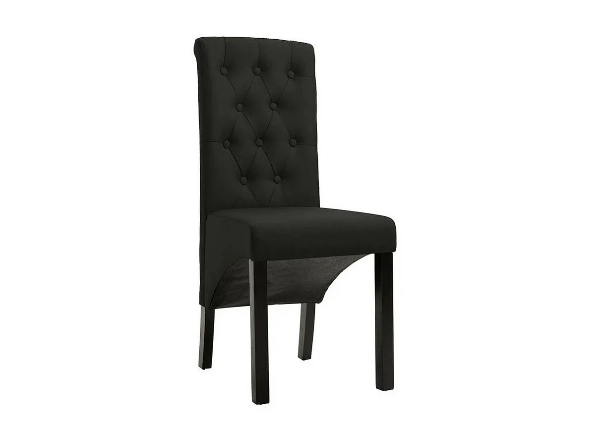 Chaise capitonnée tissu noir et pieds bois noir Neta - Lot de 2